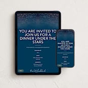 "Star Dust" - Online Dinner and Cocktail Party Invitations in Cobalt by Hooray Creative - Mobile + desktop layout