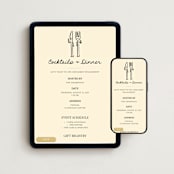 "Fork and Knife" - Online Engagement Party Invitations in Champagne by mo kelley - Mobile + desktop layout