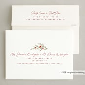 "Winter Holly Garden" - Holiday Cards in Holly Berry by Wildfield Paper Co - FREE Recipient Addressing