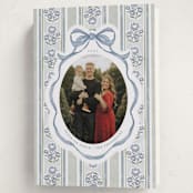 "Wildflower Holiday ribbon" - Holiday Cards in Blueberry by Jackie Crawford - Folded Card