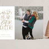 "New Year Let's Cheer!" - Holiday Cards in Champagne by Erin German - Front