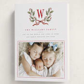 "Holly Monogram" - Holiday Cards in Holly Berry by Wildfield Paper Co - Folded Card