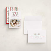 "Holly Monogram" - Holiday Cards in Holly Berry by Wildfield Paper Co - Assembled