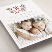 "Holly Monogram" - Holiday Cards in Holly Berry by Wildfield Paper Co - Detail