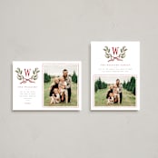 "Holly Monogram" - Holiday Cards in Holly Berry by Wildfield Paper Co - Photo Orientation Options