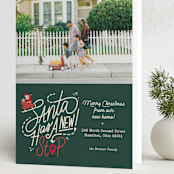 "Santa Stop" - Holiday Cards in Evergreen by Carrie ONeal - Folded Card