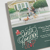 "Santa Stop" - Holiday Cards in Evergreen by Carrie ONeal - Detail