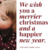 "Merrier Days Ahead" - Holiday Cards in Cherry by Playground Prints - Detail