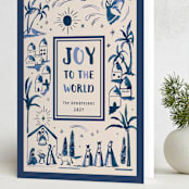 "Painted Nativity" - Holiday Cards in Blue Jay by Teju Reval - Folded Card