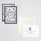 "Painted Nativity" - Holiday Cards in Blue Jay by Teju Reval - Assembled