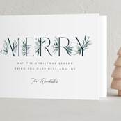 "Botanical Merry" - Holiday Cards in Winter by Paula Pecevich - Folded Card