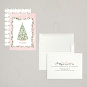 "Vintage Bow Tree" - Holiday Cards in Blush by Itsy Belle Studio - Assembled