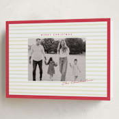 "Framed in Stripes" - Holiday Cards in Holly by Poised Avenue - Folded Card