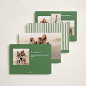 "Vintage Stripes" - Holiday Cards in Evergreen by Teju Reval - Back of Card Options