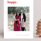 "Bold Merry" - Holiday Cards in Cranberry by That Girl Press - Front