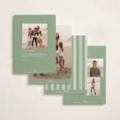 "Christmas stripe" - Holiday Cards in Sage by Sara Hicks Malone - Back of Card Options