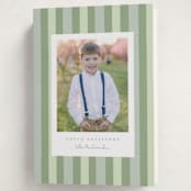 "Christmas stripe" - Holiday Cards in Sage by Sara Hicks Malone - Folded Card