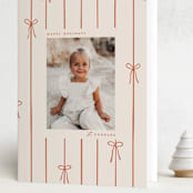"lines of bows" - Holiday Cards in Cider by Ellen Schlegelmilch - Folded Card