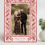 "Boho Holiday" - Holiday Cards in Berry by Chris Griffith - Front