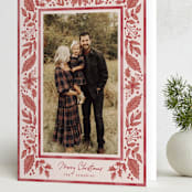 "Boho Holiday" - Holiday Cards in Berry by Chris Griffith - Folded Card