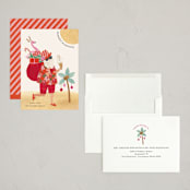 "Beach Santa" - Holiday Cards in Hibiscus by Sarah Knight - Assembled