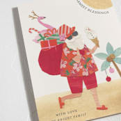 "Beach Santa" - Holiday Cards in Hibiscus by Sarah Knight - Detail