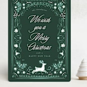 "Regency Woodland" - Holiday Cards in Frosted Forest by Corinne Malesic - Front