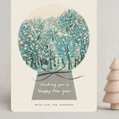 "Winter Forest Snow Globe" - Holiday Cards in Wintergreen by Ani Somi - Front
