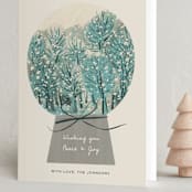 "Winter Forest Snow Globe" - Holiday Cards in Wintergreen by Ani Somi - Folded Card
