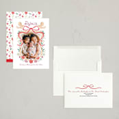 "Rejoice Christmas Crest" - Holiday Cards in Poinsettia by Kim Thoa - Assembled