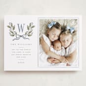 "Holly Monogram" - Holiday Cards in Blue Spruce by Wildfield Paper Co - Front