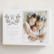 "Holly Monogram" - Holiday Cards in Blue Spruce by Wildfield Paper Co - Folded Card