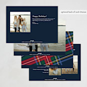 "Plaid Framed" - Holiday Cards in Navy by Lea Delaveris - Back of Card Options