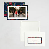 "Plaid Framed" - Holiday Cards in Navy by Lea Delaveris - Assembled
