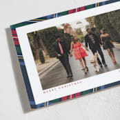 "Plaid Framed" - Holiday Cards in Navy by Lea Delaveris - Detail