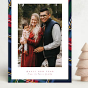 "Plaid Framed" - Holiday Cards in Navy by Lea Delaveris - Front
