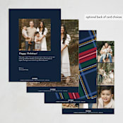 "Plaid Framed" - Holiday Cards in Navy by Lea Delaveris - Back of Card Options