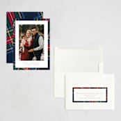 "Plaid Framed" - Holiday Cards in Navy by Lea Delaveris - Assembled