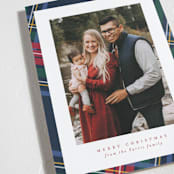 "Plaid Framed" - Holiday Cards in Navy by Lea Delaveris - Detail