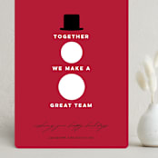 "Holiday Team" - Holiday Cards in Berry by Louise Kay - Front