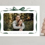 "Bow" - Holiday Cards in Evergreen by Olivia Kanaley Inman - Front
