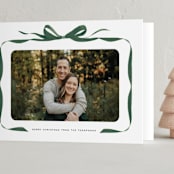 "Bow" - Holiday Cards in Evergreen by Olivia Kanaley Inman - Folded Card
