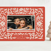 "Spruced" - Holiday Cards in Poinsettia by Amy Kross - Front