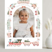 "Festive Tracks" - Holiday Cards in Spruce by Hannah Williams - Front