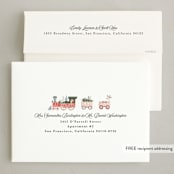 "Festive Tracks" - Holiday Cards in Spruce by Hannah Williams - FREE Recipient Addressing