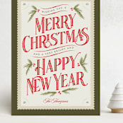 "Vintage Postcard" - Holiday Cards in Pine by Robert and Stella - Front