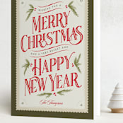 "Vintage Postcard" - Holiday Cards in Pine by Robert and Stella - Folded Card