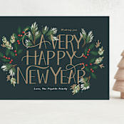 "A Very Merry Christmas Botanicals" - Holiday Cards in Wreath by Rebecca Durflinger - Front