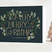 "A Very Merry Christmas Botanicals" - Holiday Cards in Wreath by Rebecca Durflinger - Folded Card