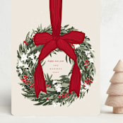 "Big Bow" - Holiday Cards in Holly Berry by Leah Bisch - Front